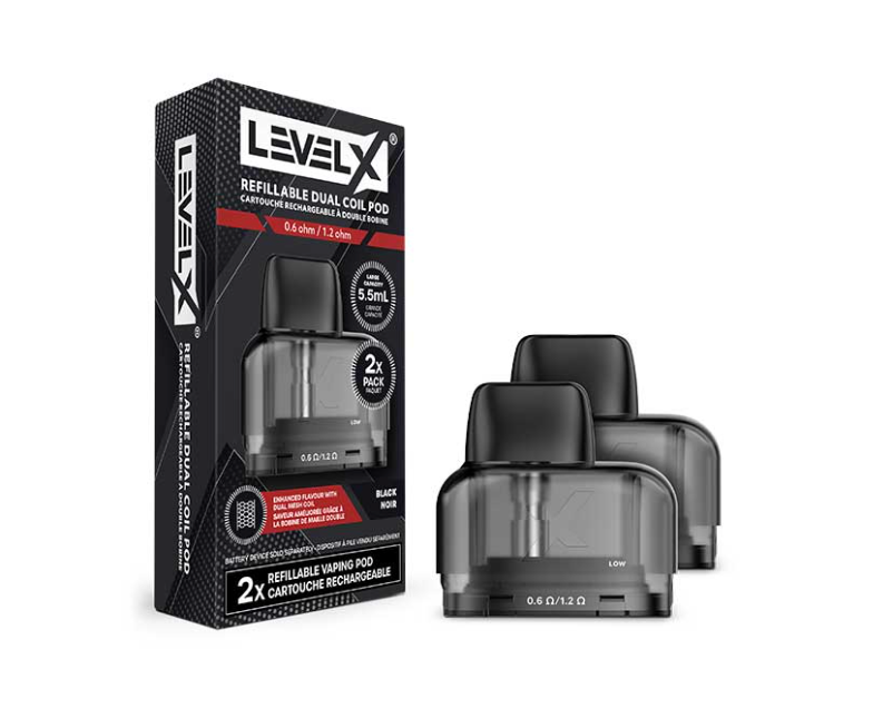 Level X Refillable Dual Coil Pod 5.5mL 2-Pack - 0.6Ω / 1.2Ω