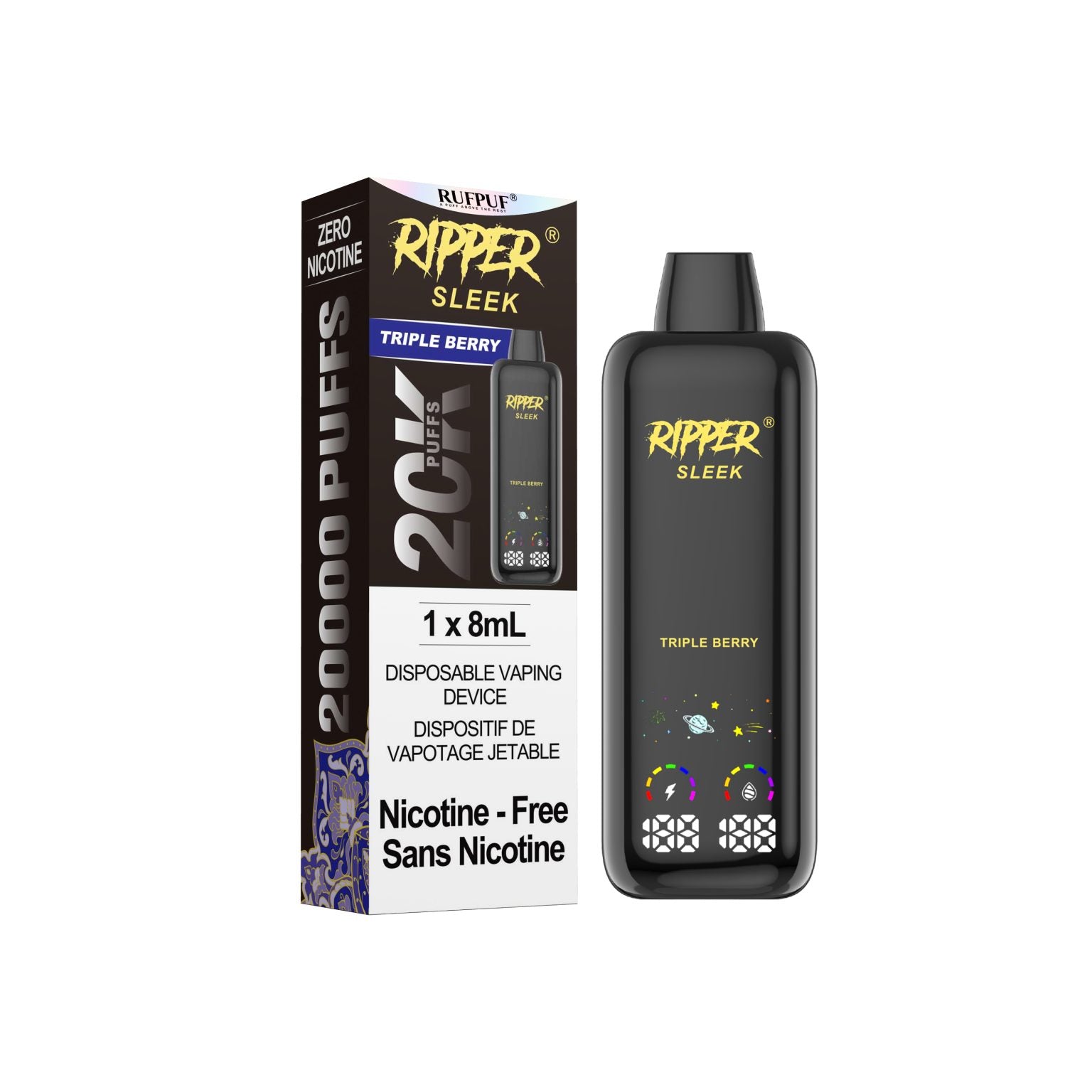 Ripper Sleek Zero Nicotine 20K  - Disposable [ON]