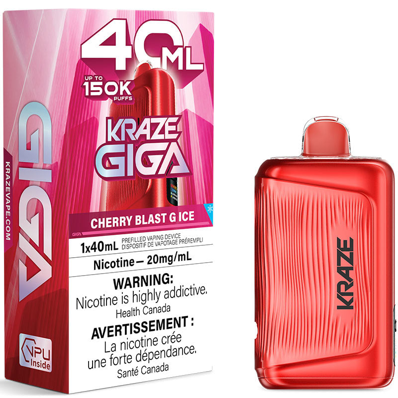 kraze Giga 40ml Cherry Blast G ice — Ontario excise stamp