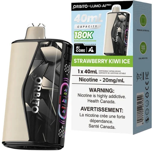 Orbito Lumo AI Pro+ 180K Strawberry Kiwi Ice disposable vape, 40mL, Ontario stamp