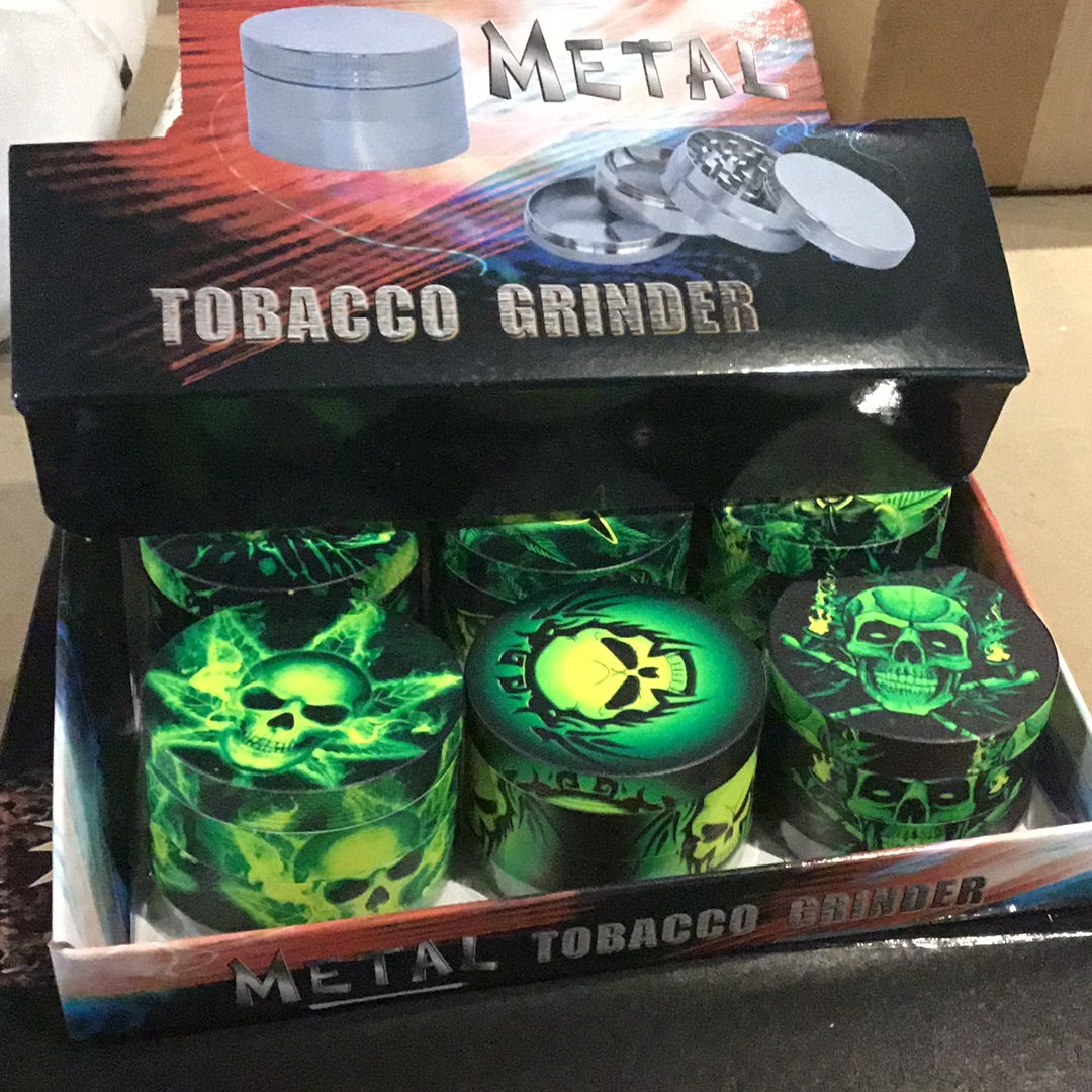 Glow-In-The-Dark Metal Skull Grinder | 3 Piece - Default Title